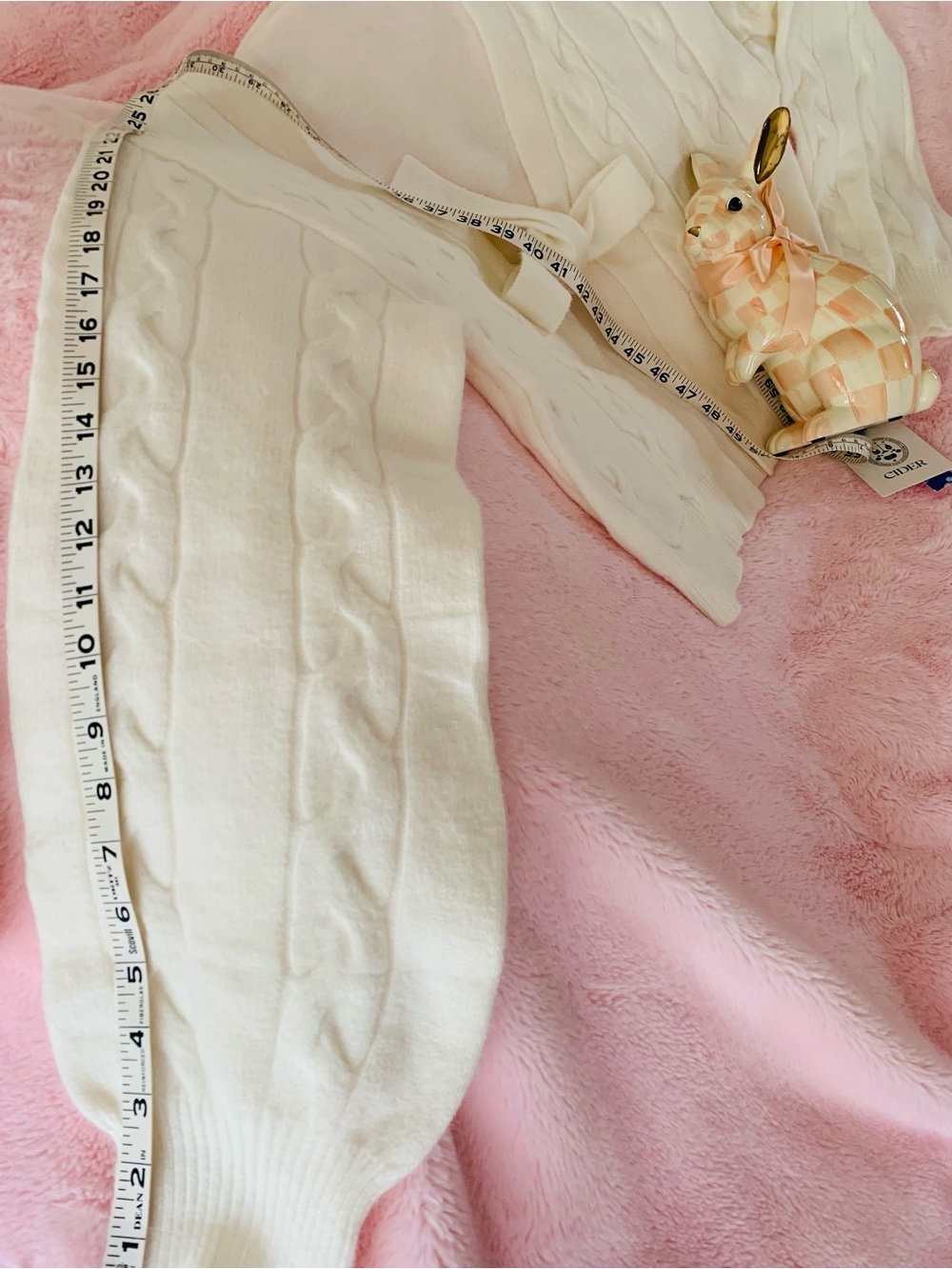 Cider Cable Knit  Bow Tie Front Cardigan Bunny Soft White XL Cozy Romantic - Picture 12 of 15